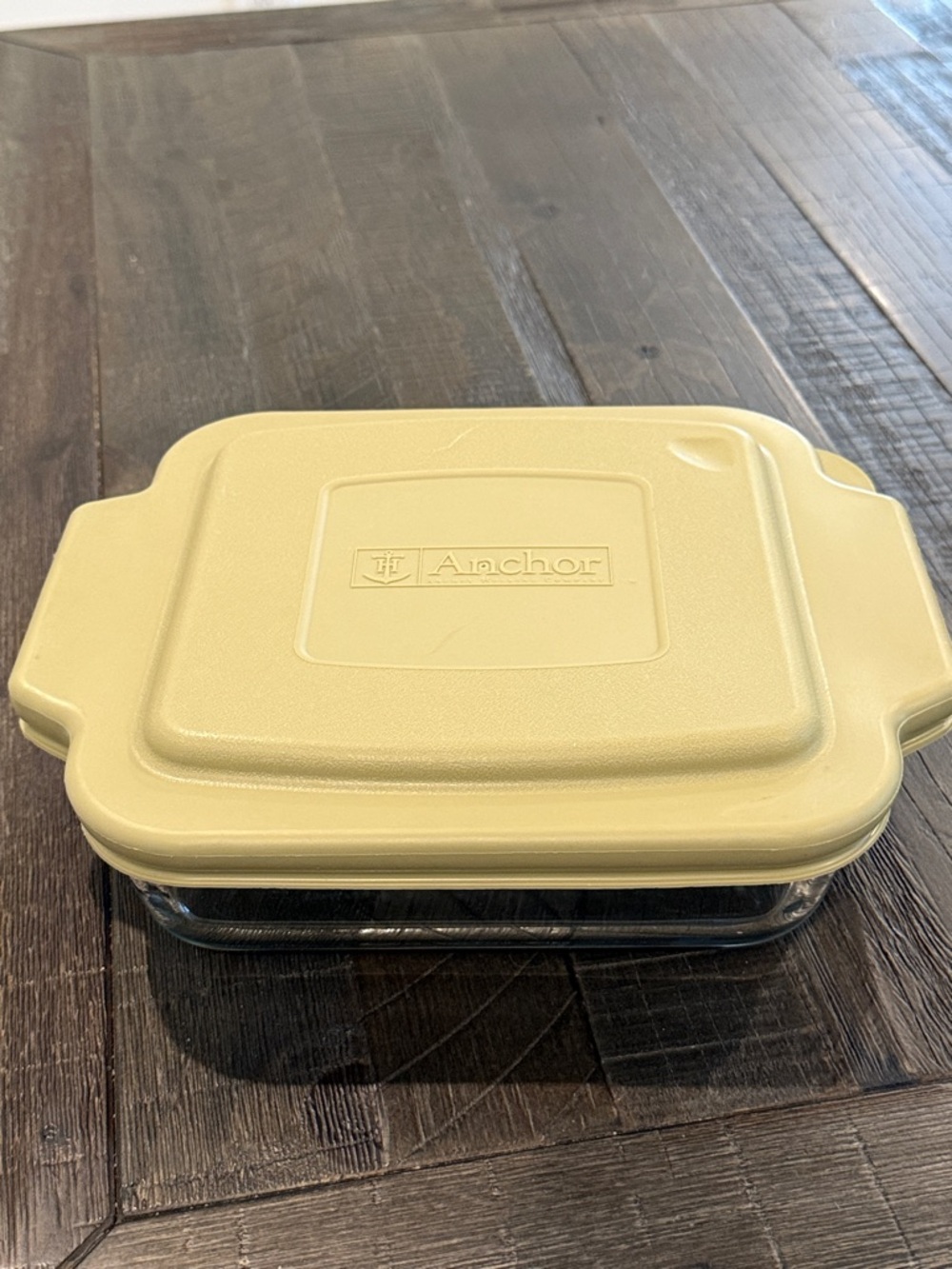 Vintage Anchor Hocking Company 8” Glass Square Cake Baking Dish With Lid